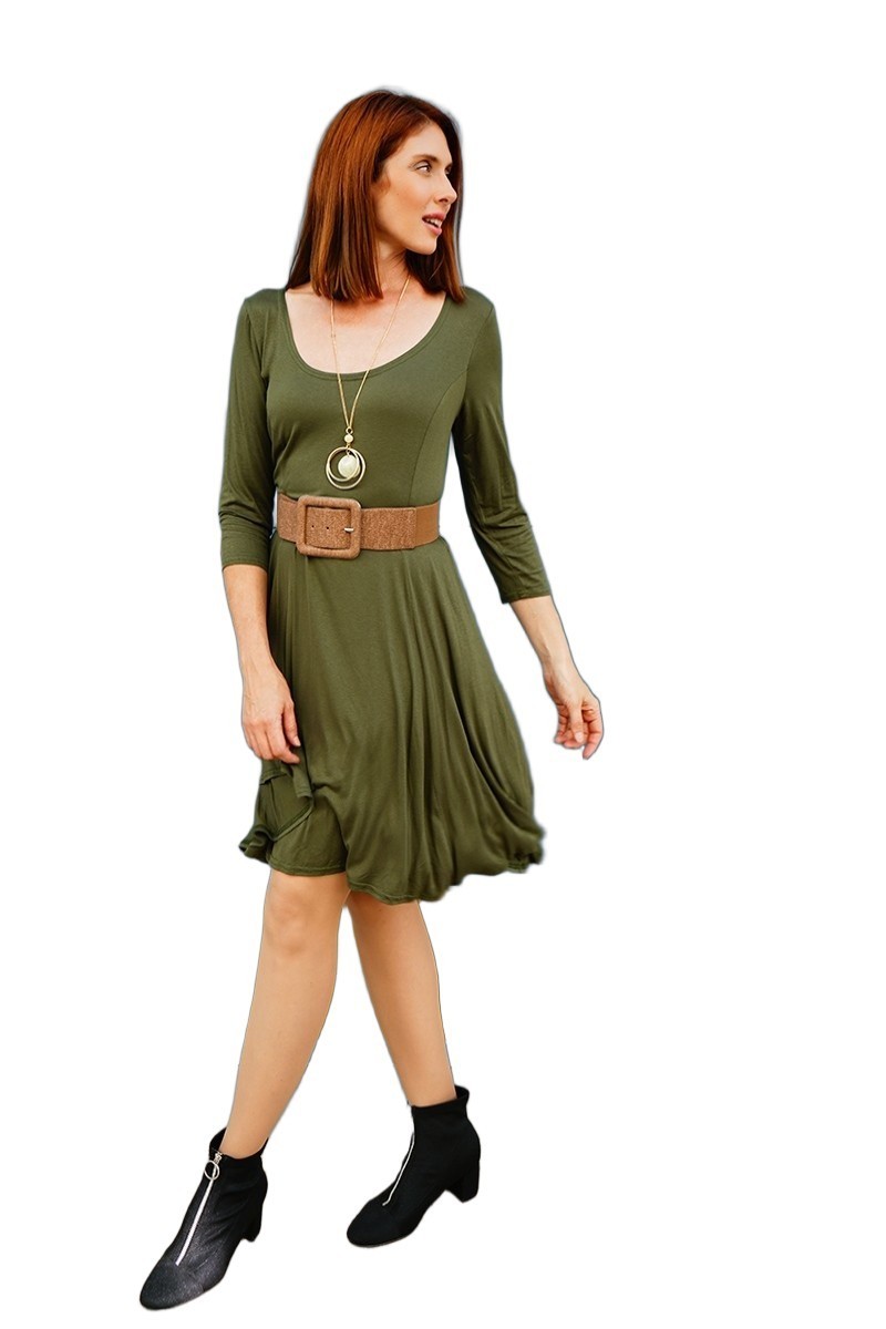 Robe fluide évasée tissu stretch confortable