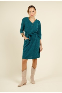 Robe taille ceinturée avec laçage