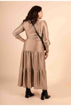 Robe longue cache-cœur satinée fluide