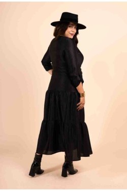 Robe longue cache-cœur satinée fluide