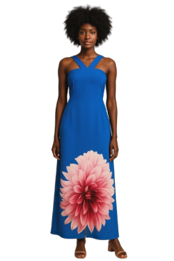 Robe longue à col croisé imprimé floral