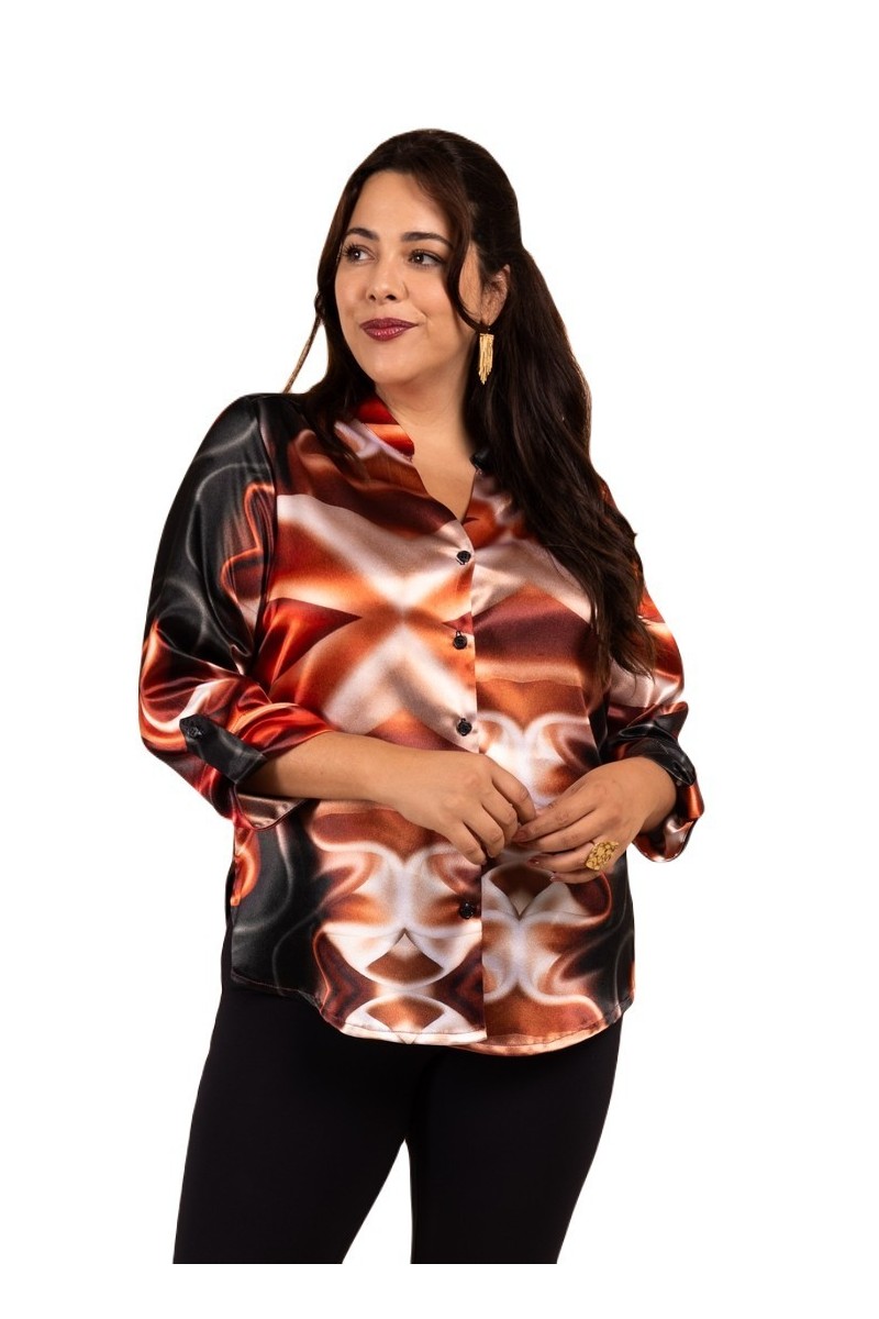 Chemisier en satin imprimée